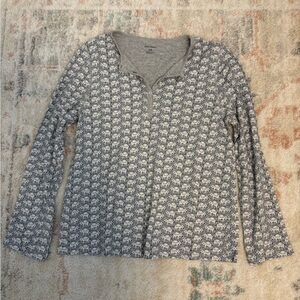 Roller rabbit long sleeve pj top — grey elephant